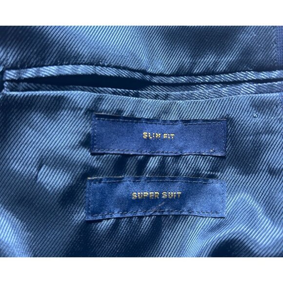 Stafford Blazer Jacket Men's Size 50R Slim Fit Blue Super Suit 50R Wool Blend - Picture 4 of 8